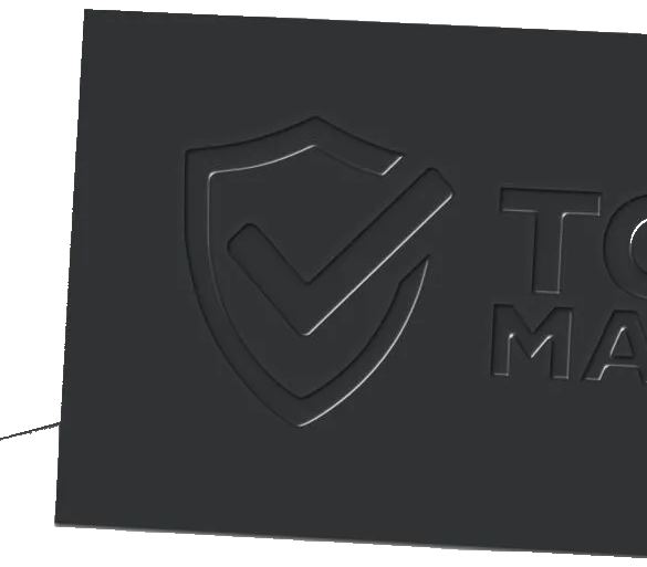 Black raised spot UV business card with a shield logo