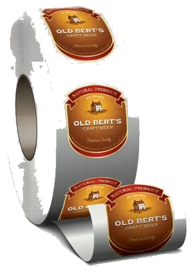 A roll of custom printed labels