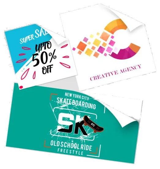 Square and rectangle stickers with peeled corners